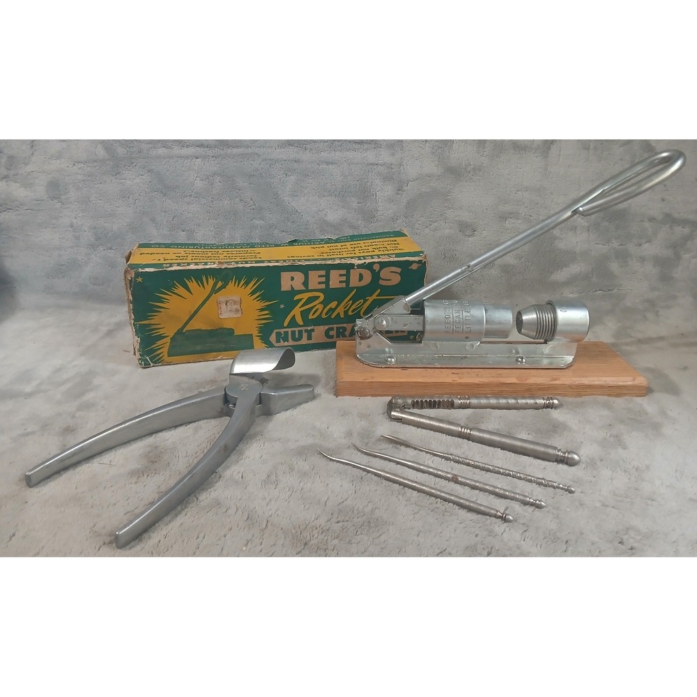 Vintage Reed's Rocket Nut Cracker with Box York Texan Sheller & Nut Pick Set